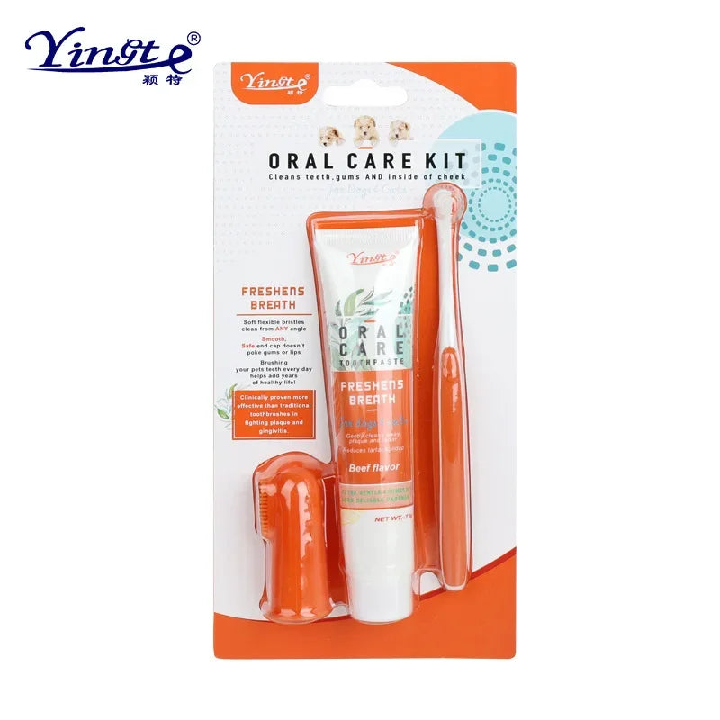 Kit de Soin Dentaire pour Chiens & Chats – Brosse et Dentifrice Universels